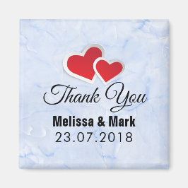 Imã 2 Corações de Papel Vermelhos no Casamento de Márm