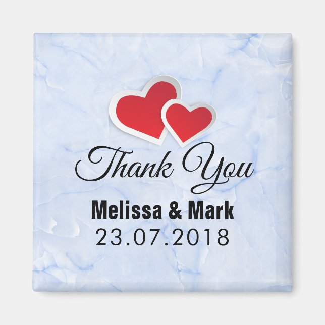 Imã 2 Corações de Papel Vermelhos no Casamento de Márm (Frente)