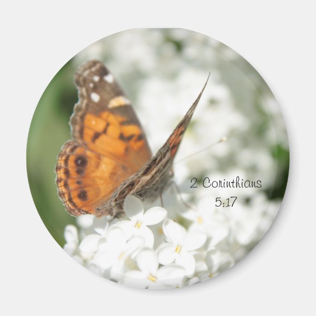 Imã 2 Corinthians 5:17 Butterfly Lilac Magnet (Frente)