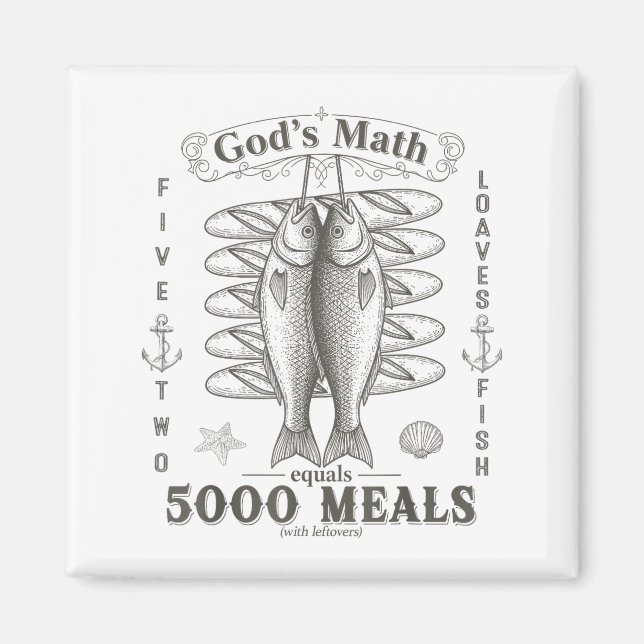 Imã 2 Fishes 5 Breads Jesus Feeds The 5000 Christian B (Frente)