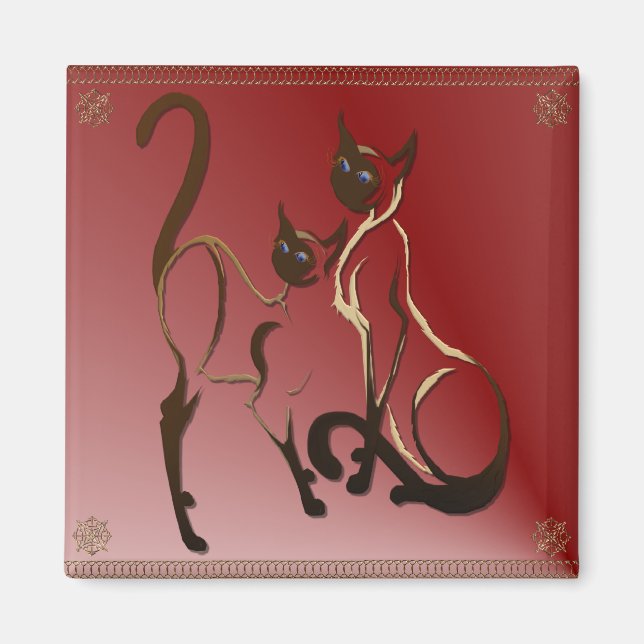 Imã 2 Gatinhos siameses Magnet (Frente)