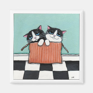Imã 2 gatos do smoking em um ímã da arte do gato da