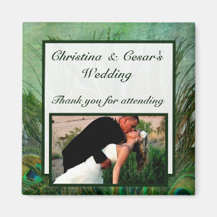 Imã 2"x2" Anunciando Penas Verdes do Magnet Peacock