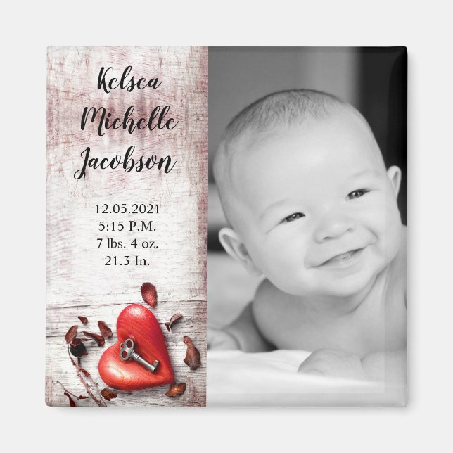 Imã 2"x2" Anúncio de nascimento Magnet País Chave de m (Frente)