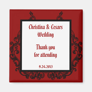 Imã 2"x2" Anúncio Magnet Crimson Red Ornamentado Embel