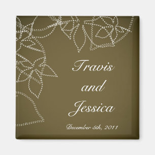 Imã 2"x2" Favor Magnet Autumn Floral Fall Deixa Brown