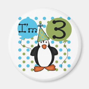 Imã 3º Camisetas de aniversário do Pinguim e presentes