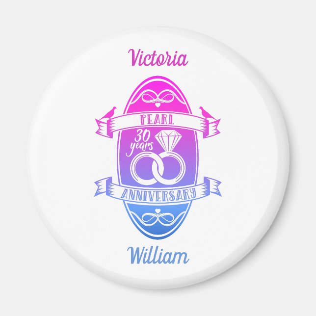 Imã 30 anos tradicionais de 30 de casamento de pérolas (Frente)