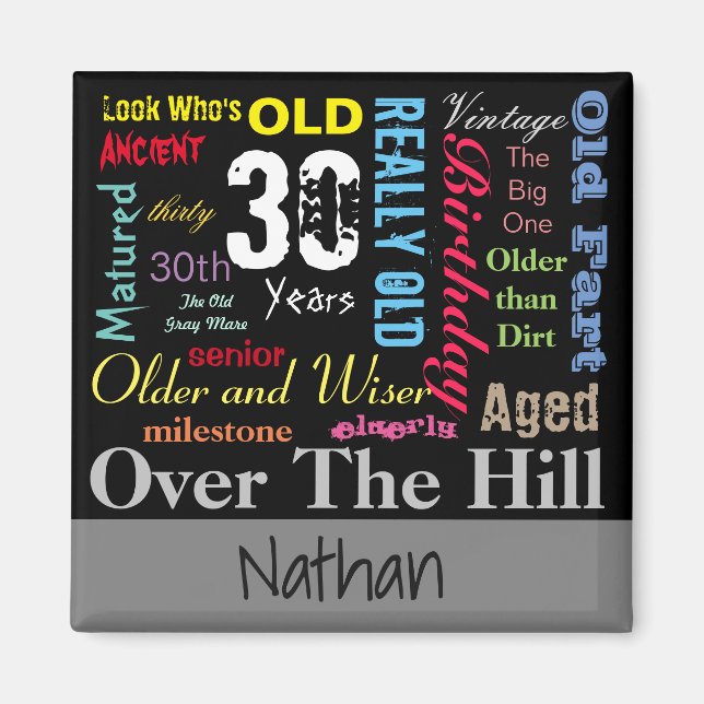 Imã 30 Happy BIrthday em um estilo de Grafite (Frente)