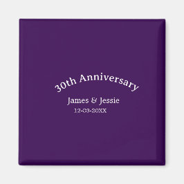 Imã 30th wedding anniversary name date purple simple 