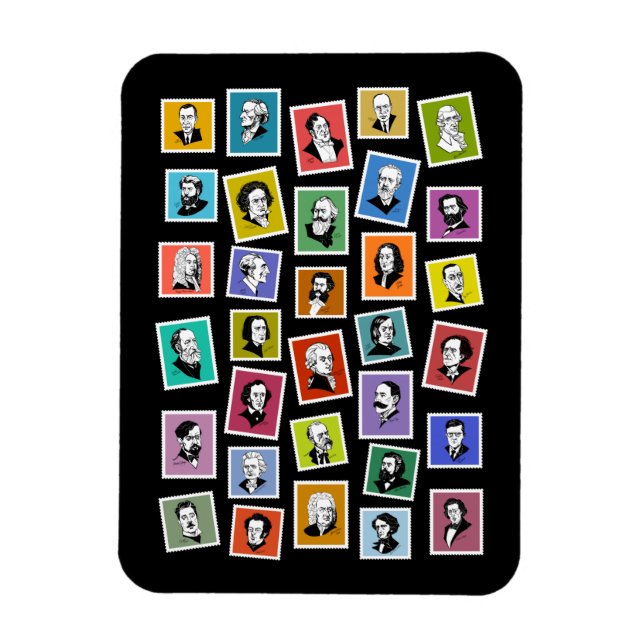 Ímã 32 retratos gráficos dos maiores compositores (Vertical)