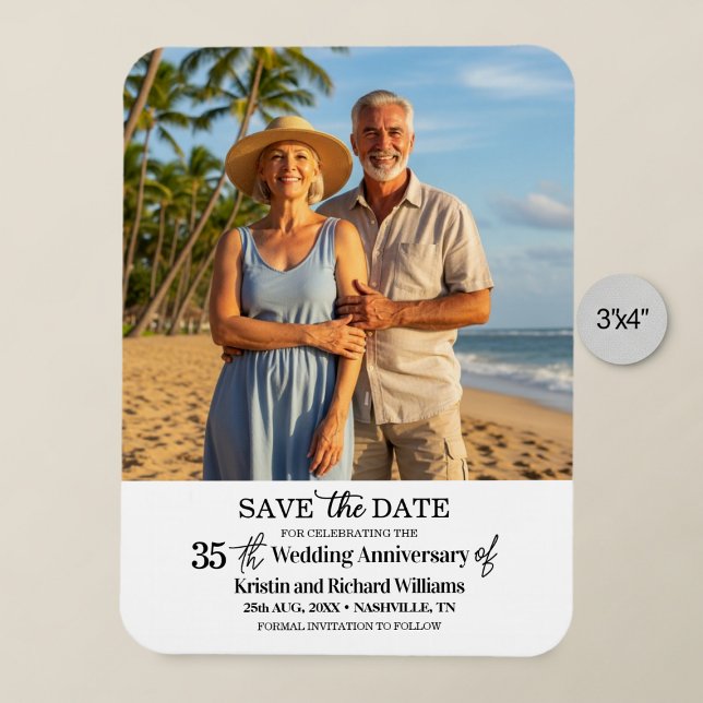 Ímã 35th Wedding Anniversary Save the Date Photo (Criador carregado)