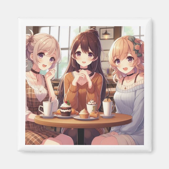 Imã 3 Anime Girls Cafding (Frente)
