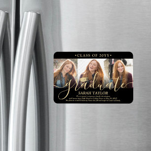 Ímã 3 Anúncio de Formatação Dourada Preta de Colagem d