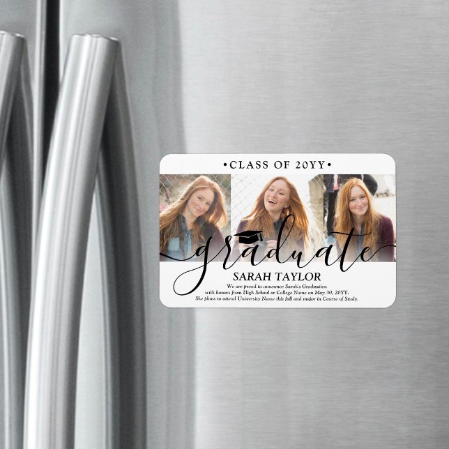 Ímã 3 Anúncio de Graduação Moderna de Colagem de Fotos (Criador carregado)