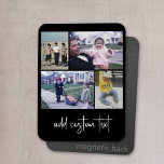 Ímã 3 Colagem de Fotos com Texto de Script - branco pr<br><div class="desc">Uma maneira divertida de capturar memórias e compartilhá-las com amigos. Adicione uma foto horizontal,  duas fotos quadradas e sua legenda favorita para fazer um presente legal para os amigos.</div>