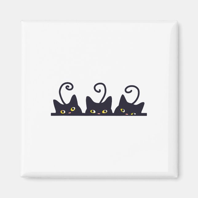 Imã 3 Gatos Pretos Gatos Engraçados Adoram Designs Hom (Frente)