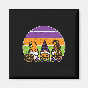 Imã 3 Gnomos da Xadrez-leopardo Pumpkin Retro Hallowee