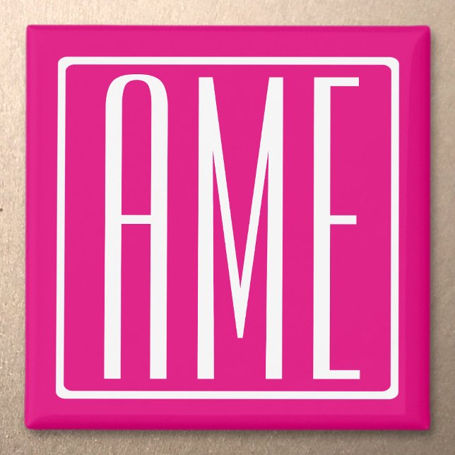 Imã 3 Iniciais Monograma | Branco A Quente (Criador carregado)