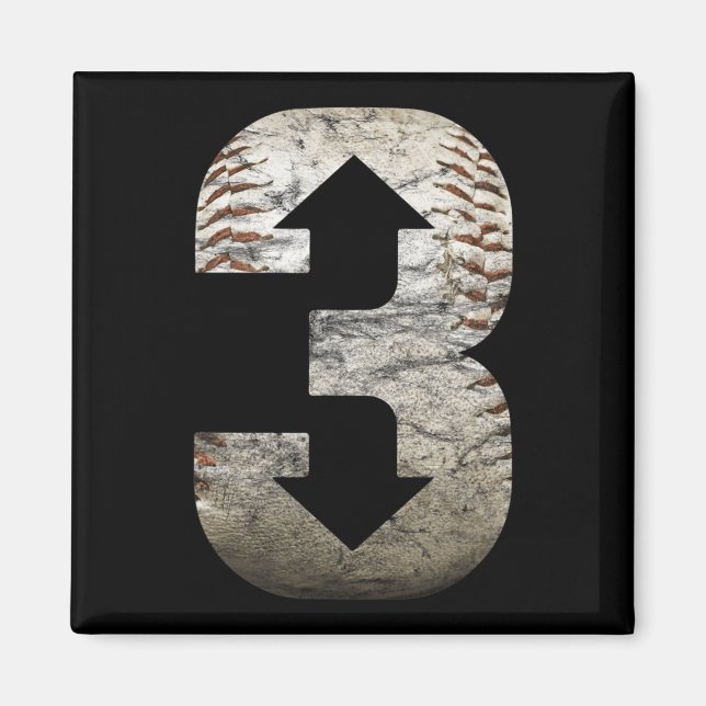 Imã 3 Para 3 Para Baixo Três Para Baixo Baseball (Frente)