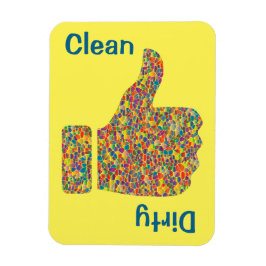 Ímã 3" x 4" Thumbs Up Down Colorful Mosaic Clean/Dirty