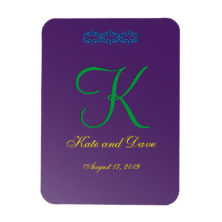 Ímã 3d Monogram Purple Mauve Calligraphy