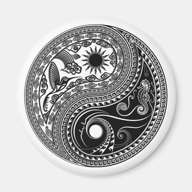 Imã 3D Yin & Yang Sun & Moon Sky & Sea - Magnet (Frente)