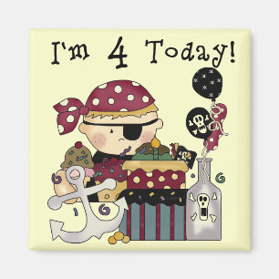 Imã 4º aniversário de Camisetas e presentes piratas