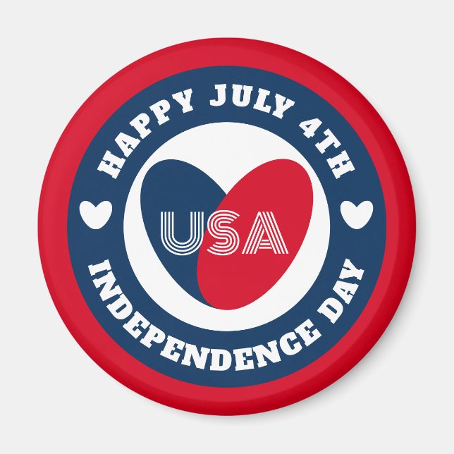 Imã 4º de julho Ama o Patriótico Mag Azul Vermelho dos (Frente)