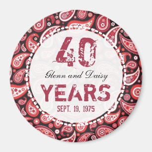Imã 40º aniversário do casamento Ruby Paisley Patter