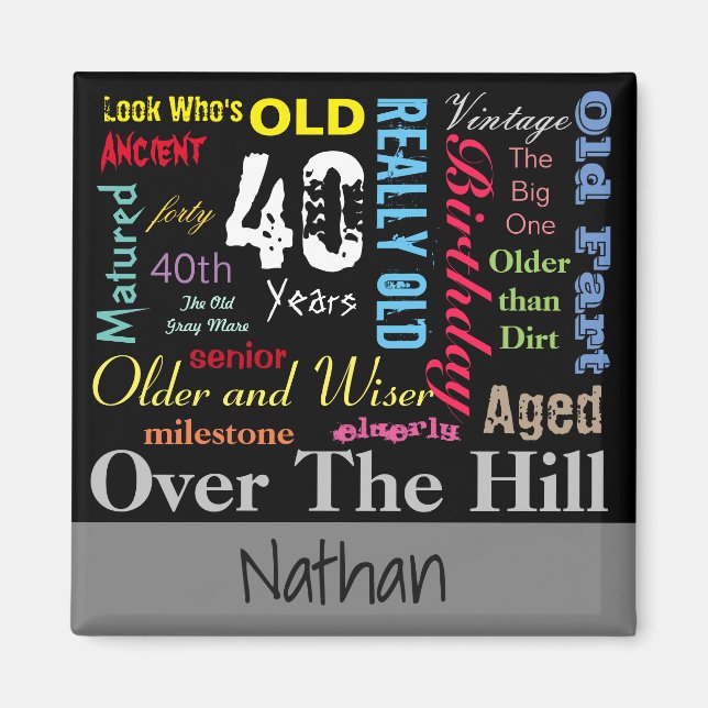 Imã 40º aniversário feliz em um estilo de Grafite (Frente)