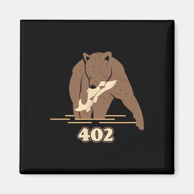 Imã 402 Fat Brown Grizzly, Urso de Pesca, outubro (Frente)