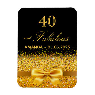 Ímã 40 fabuloso aniversário preto dourado save the dat