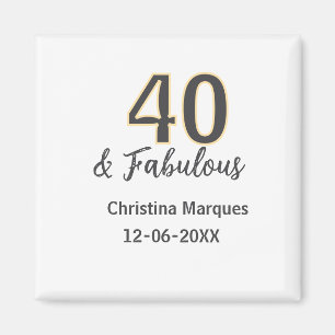 Imã 40 & fabuloso cinza amarelo calligraphy aniversári