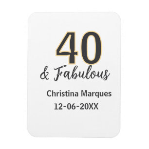 Ímã 40 & fabuloso cinza amarelo grafite de aniversário
