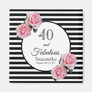Imã 40 fabulosos aniversários negros listras cor-de-r