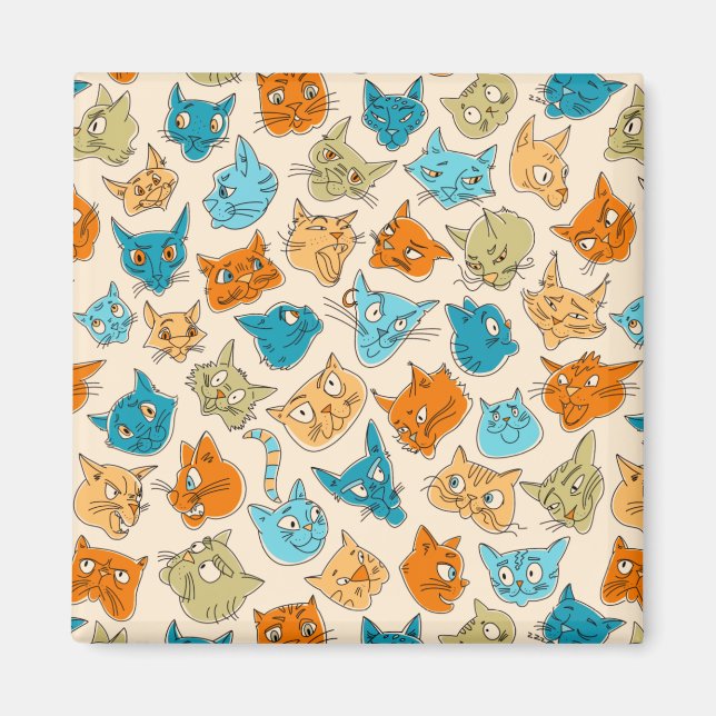 Imã 40 rostos de gatos e uma cauda (Frente)