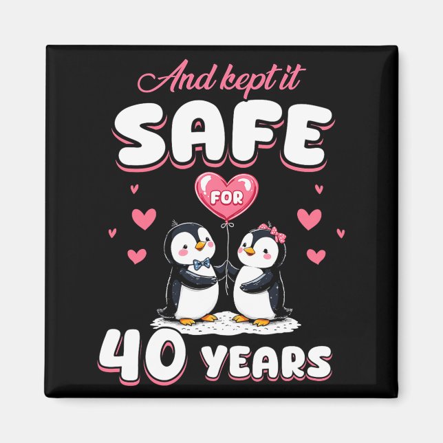Imã 40 Years Wedding Anniversary Penguin Couples Match (Frente)