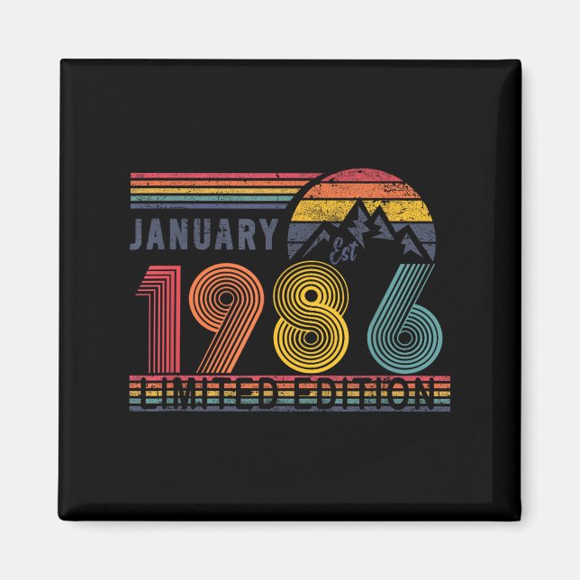 Imã 40th Birthday Retro Shirt,1986 Swea Gift January T (Frente)