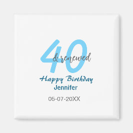 Imã 40th & renewed birthday name date blue bold number