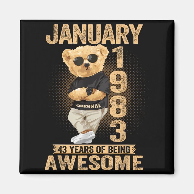 Imã 43 Year Old January 1983 Teddy Bear 43rd Birthday  (Frente)