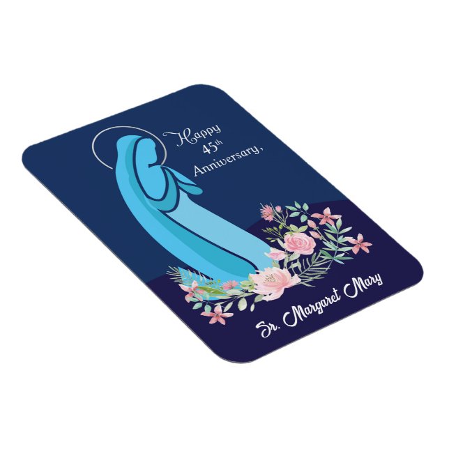 Ímã 45º Aniversário da Vida Religiosa Nun Pink Flower (Lado Direito)