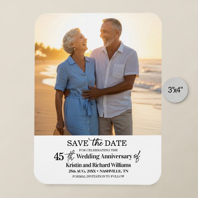 Ímã 45th Wedding Anniversary Save the Date Photo (Criador carregado)
