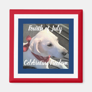 Imã 4 de julho Cachorro Vermelho Azul Cachorro Vestido