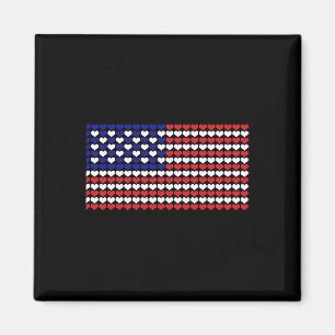 Imã 4 De Julho Camisa Coração Americano Bandeiras Cria