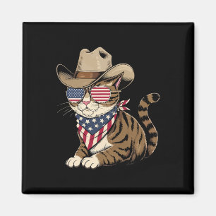 Imã 4 De Julho Cat Para Cowboy Lover Usa Flag American