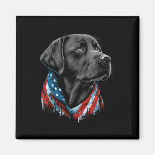 Imã 4 De Julho De Black Patriotic American Labrador