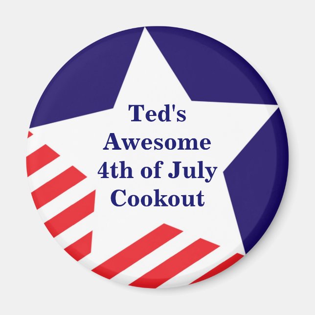 Imã 4° de julho estelar estripada vermelha, magneta az (Frente)