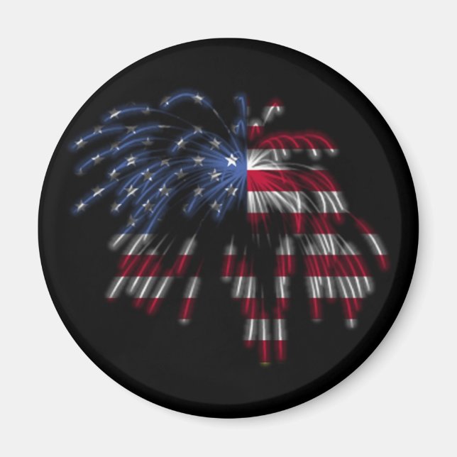Imã 4 de julho Fogos de artifício e bandeira americana (Frente)