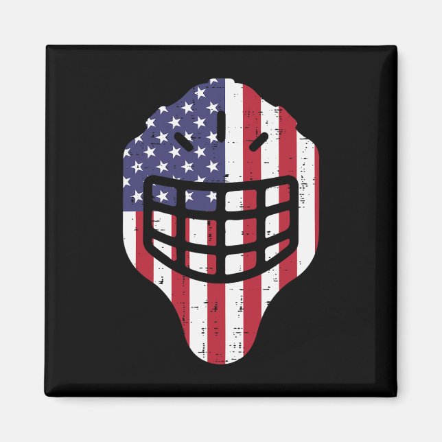 Imã 4 de julho Hockey Hockey Helmet America Flag Ameri (Frente)